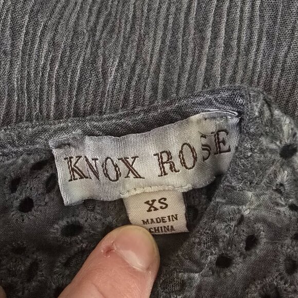 KNOX ROSE SLEEVELESS TUNIC DRESS EYELET LACE CHARCOL GRAY DISTRESSED SIZE XS - Picture 5 of 7